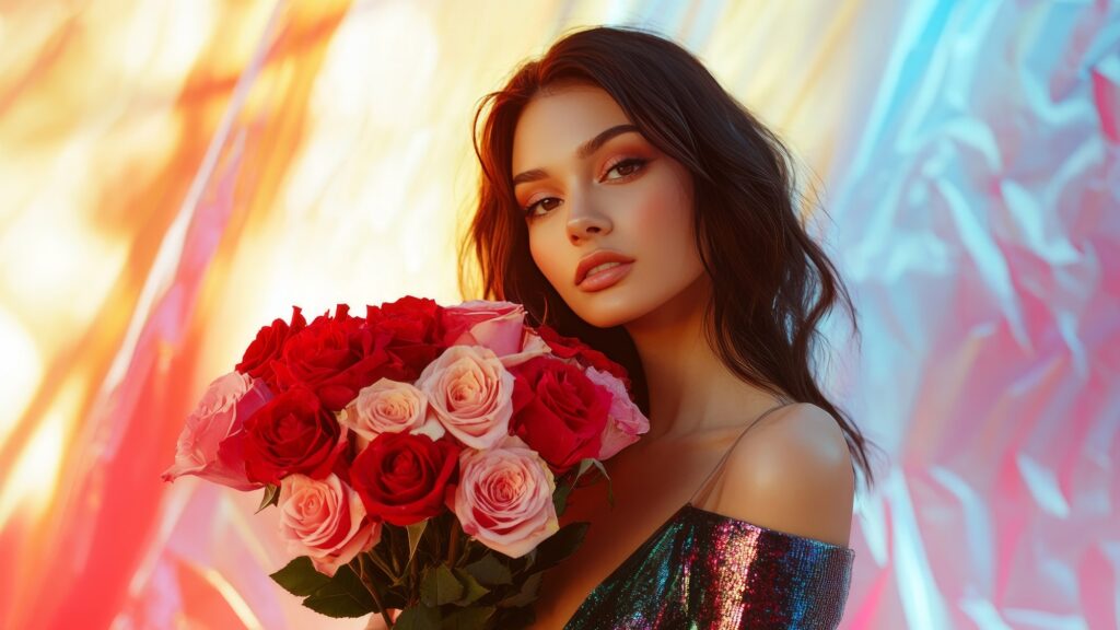 A person holding a bouquet of flowers